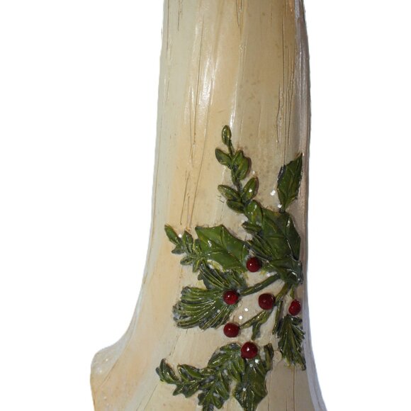 Pair Of Resin Holly Winged Christmas Angel Statues 12" Tall - Picture 6 of 16